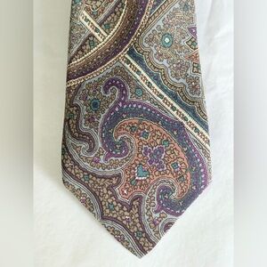 Valentino Garavani vintage Paisley Silk Tie in Brown, Purple and Teal